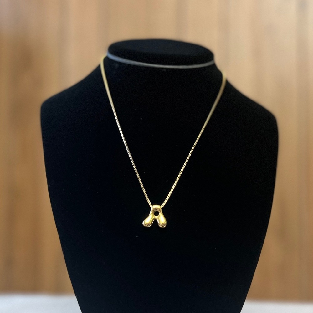 Stay Golden 14k Gold Plated Bubble Letter A Pendant Necklace Adjustable